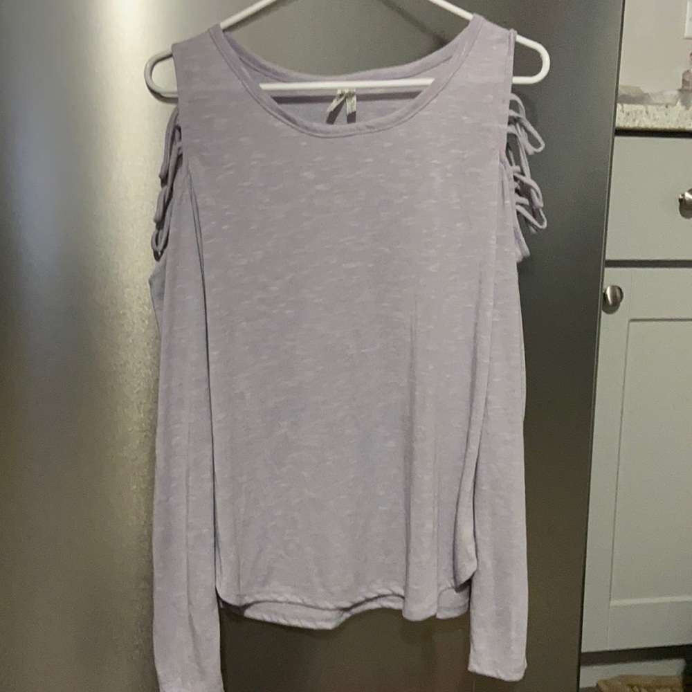 Lilac Open Shoulder Long Sleeve Top